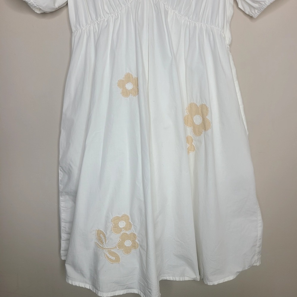 Madewell Annamarie White Puff Slee Mini Dress 100% Cotton Floral Women's Size 10 - Picture 3 of 9